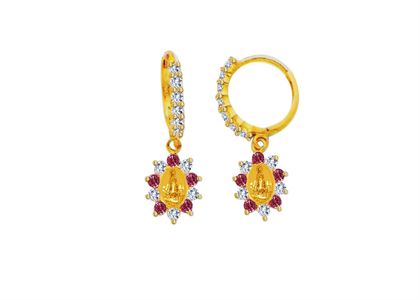 Gold Plated Red CZ Virgin DE Cobra Earring